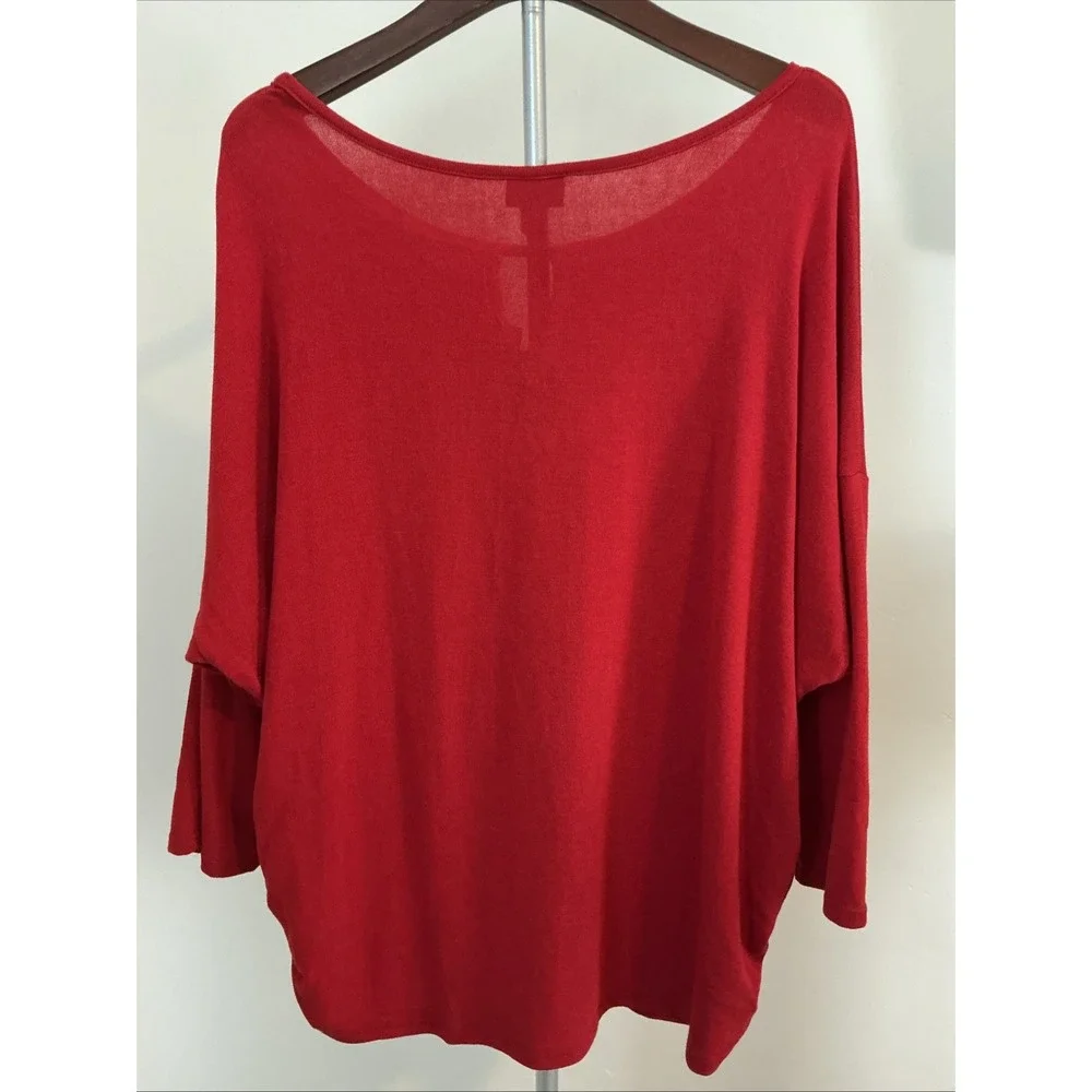 NEW! Avenue 3X 26/28 Casual Career‎ 3/4 Sleeves Solid Red Sweater Top